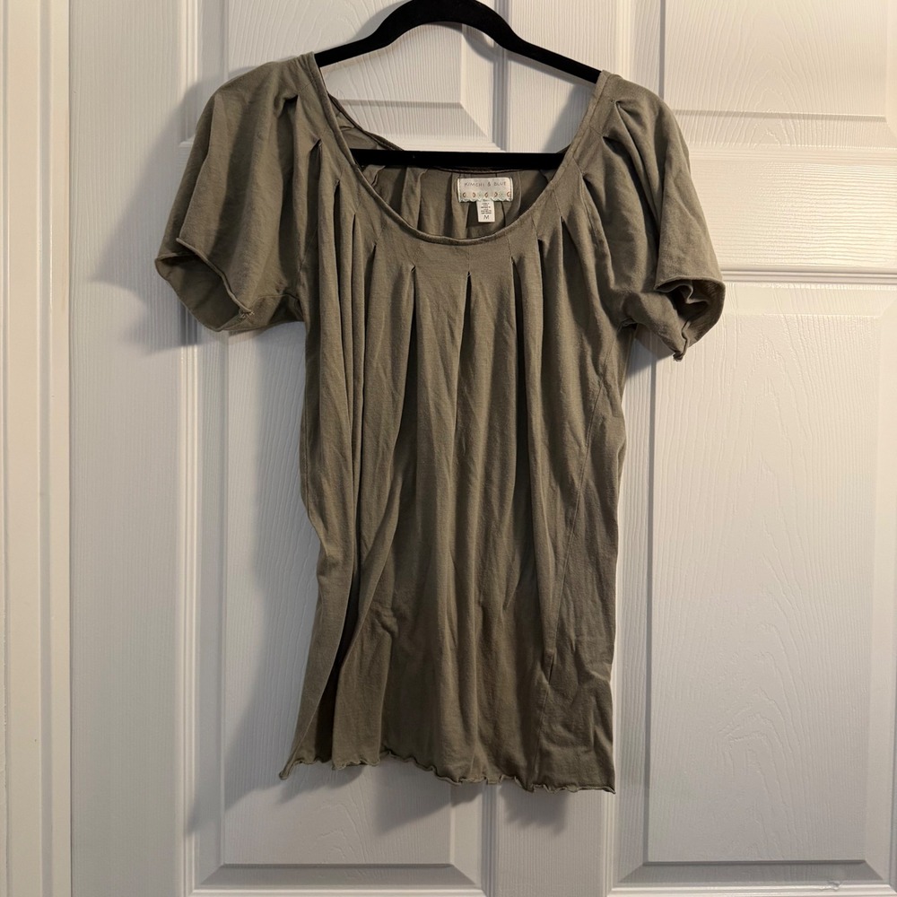 Kimchi Blue Puff Sleeve Tunic Dress M Olive Boho Y2K Soft Modal USA